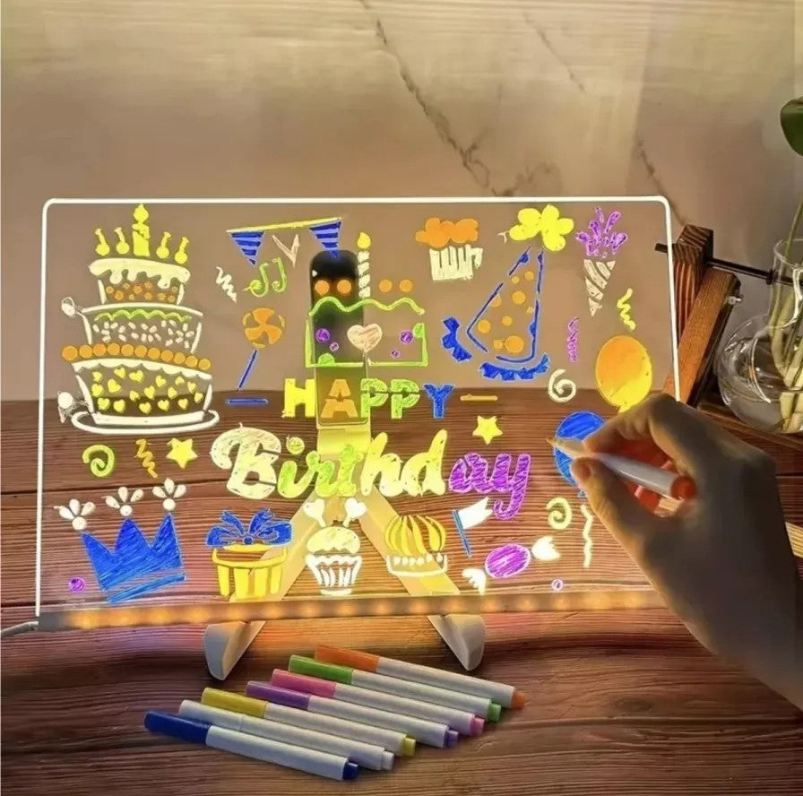 Pizarra Blanca Luminosa Usb Borrable Ins Style Con 7 Rotulad