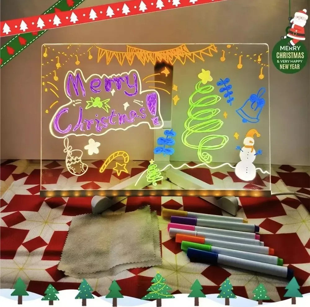 Pizarra Blanca Luminosa Usb Borrable Ins Style Con 7 Rotulad