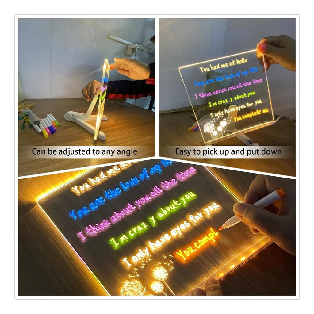 Pizarra Blanca Luminosa Usb Borrable Ins Style Con 7 Rotulad