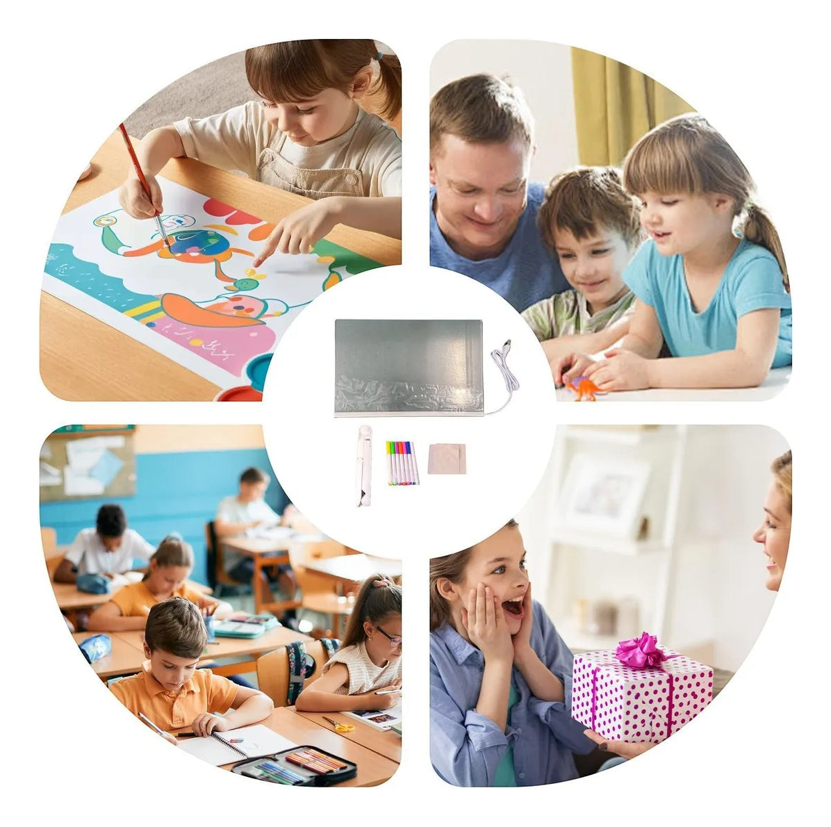 Pizarra Blanca Luminosa Usb Borrable Ins Style Con 7 Rotulad