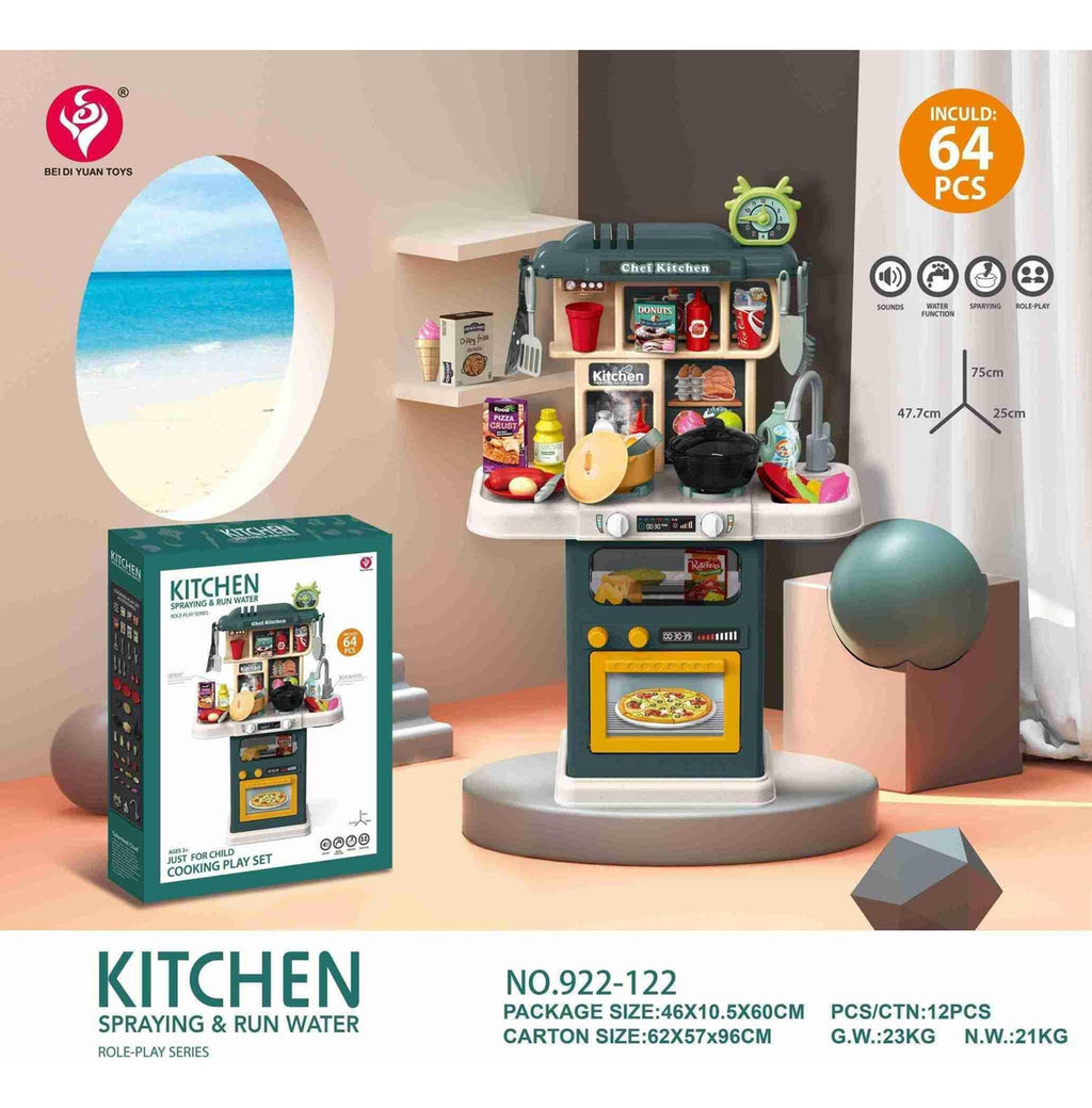 Cocina Juguete Para Niños 64 Piezas Cocina, Horno Y Estante