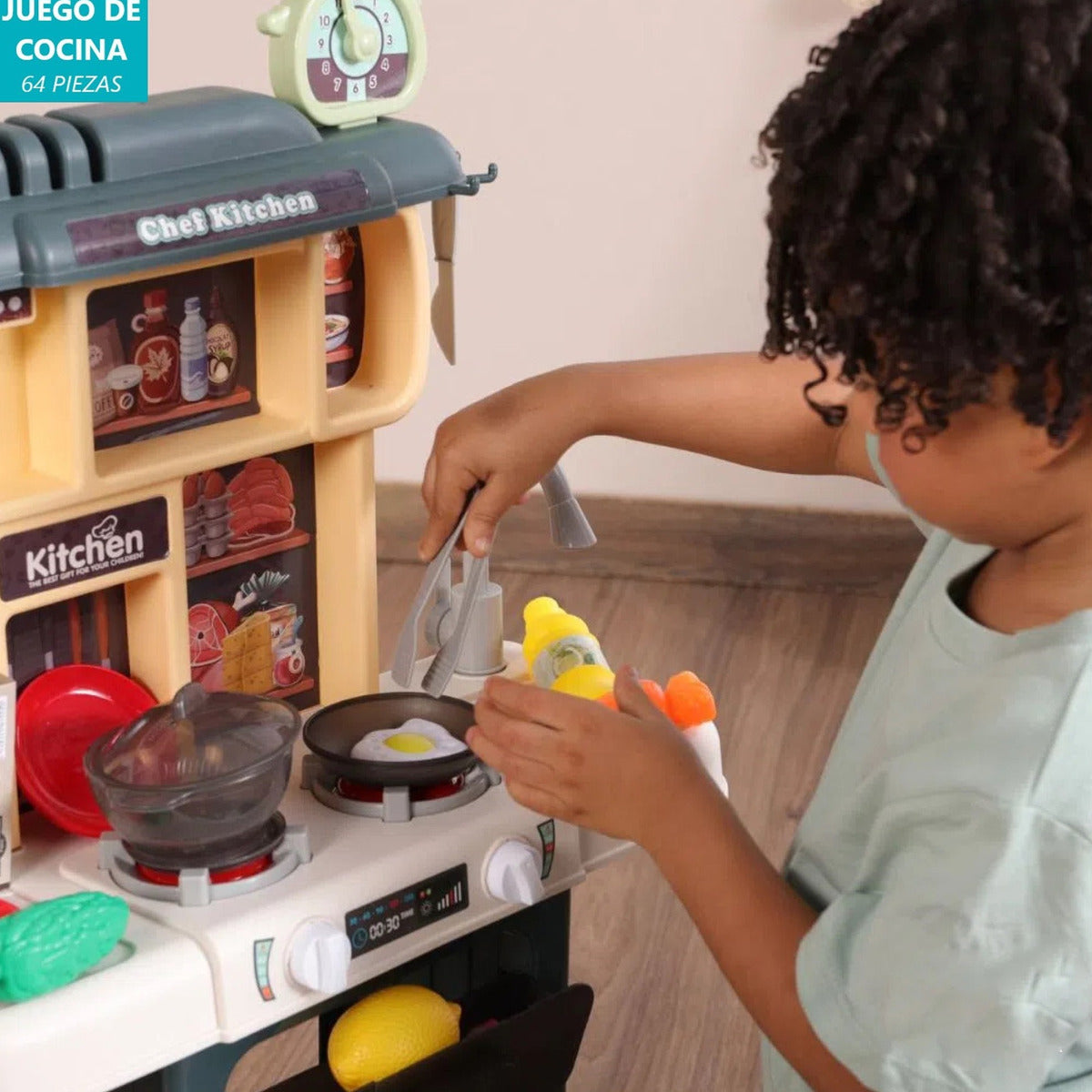 Cocina Juguete Para Niños 64 Piezas Cocina, Horno Y Estante